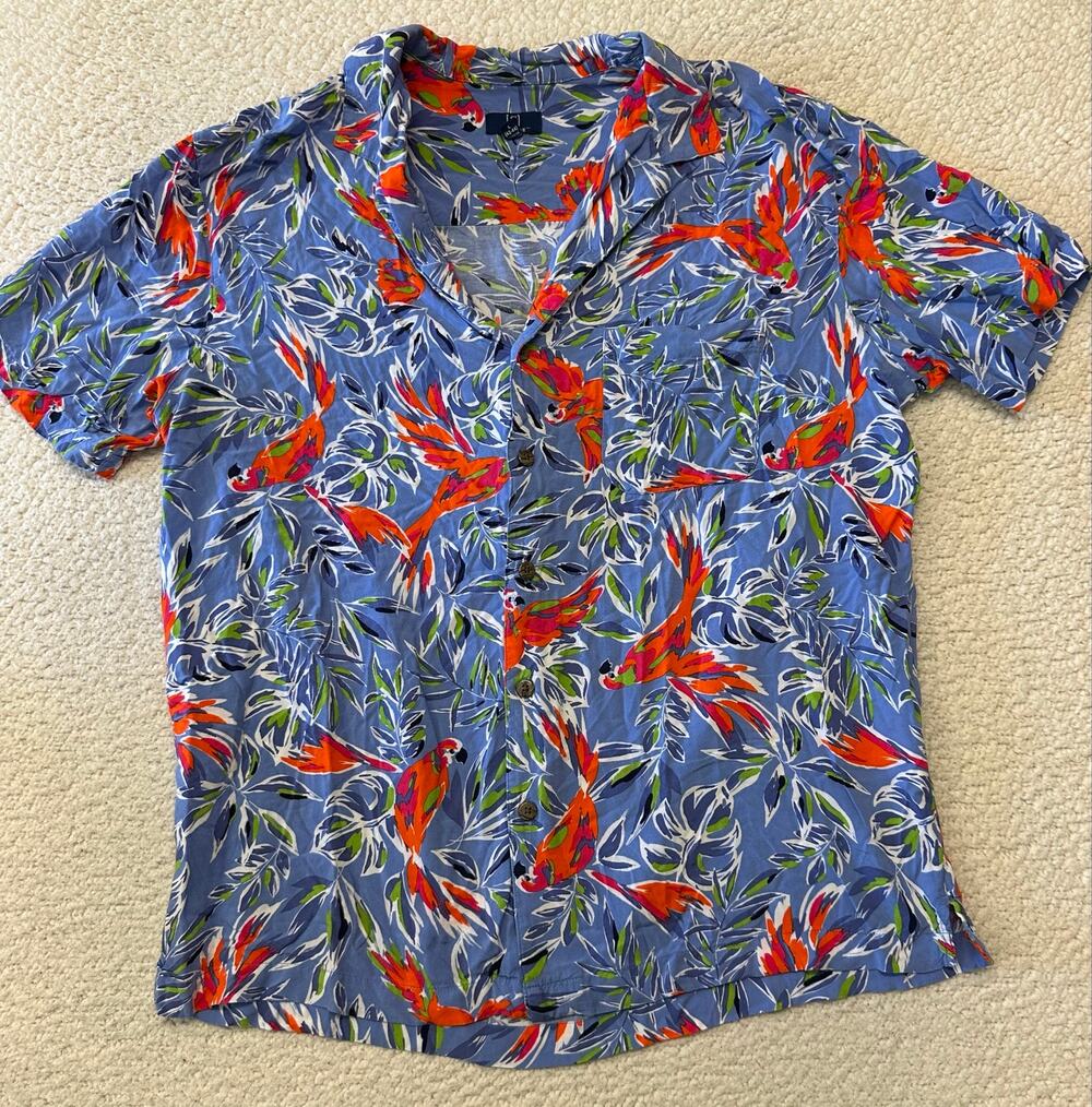 Vintage 1990s Mens Shorts Sleeve Button Down Hawaiian Rayon Shirt Large